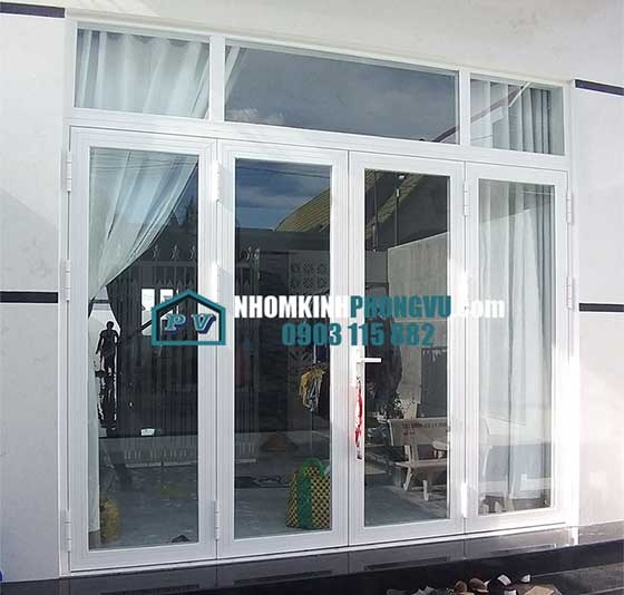 Làm cửa nhôm kính Xingfa 4 cánh màu trắng sứ nhà chị Thu đường Phạm Văn Hai, Quận Tân Bình, TPHCM
