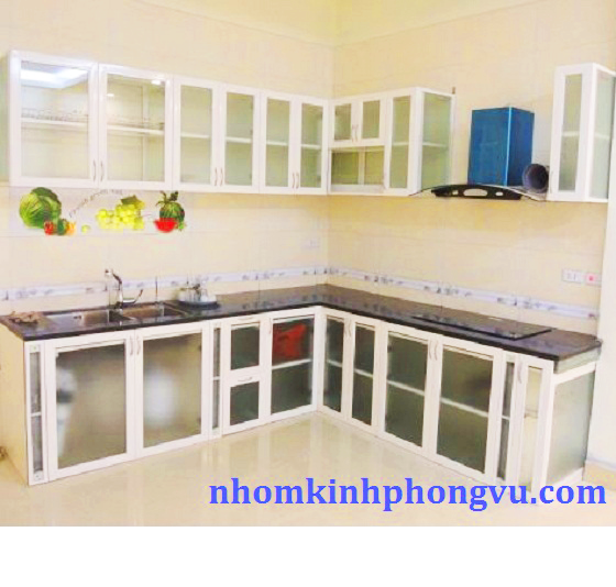 Tủ bếp nhôm kính trắng TBNK08
